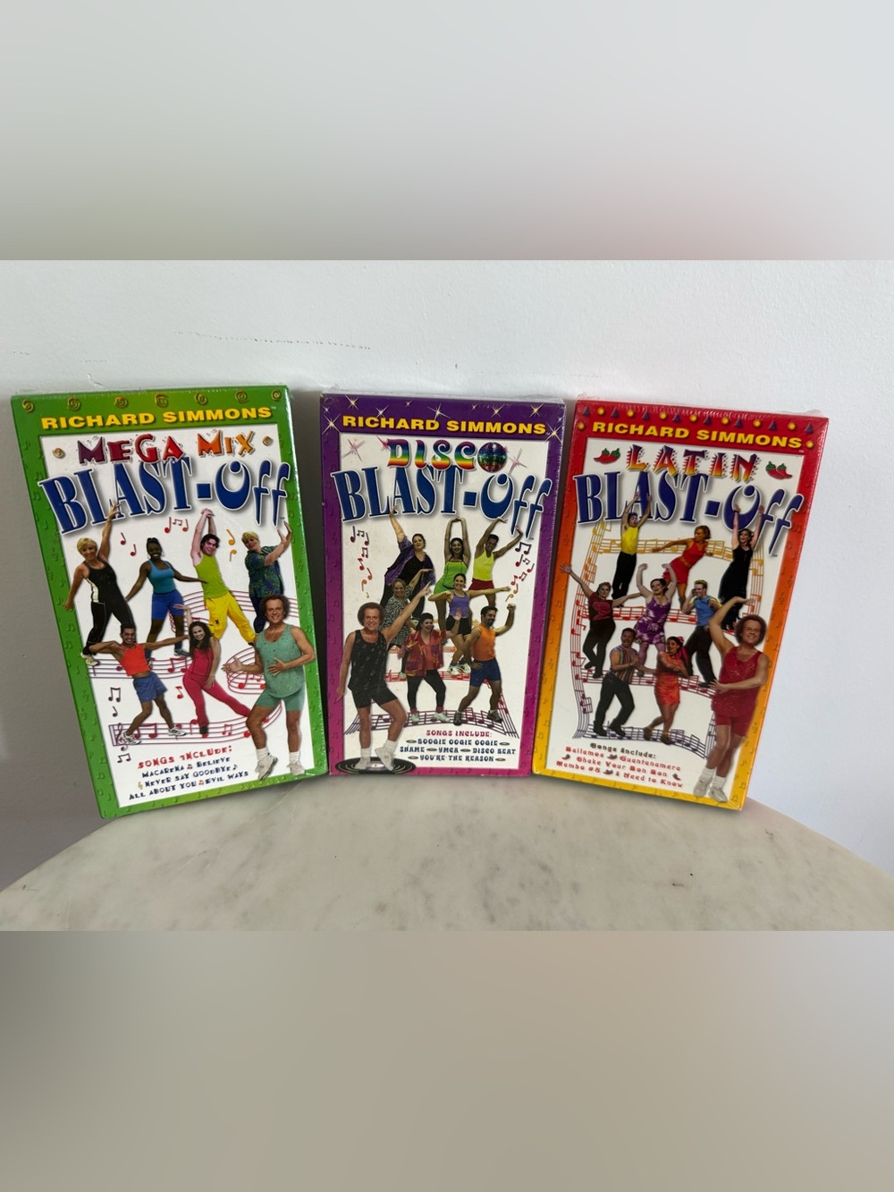 RICHARD SIMMONS BLAST-OFF SET OF 3 VHS 2001 NEW SEALED DISCO, MEGA MIX, & LATIN